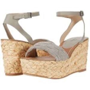 Splendid Women's Marlene Gray Espadrille Platform Wedges Sandals Size 6.5